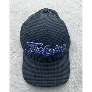 Titleist Gray Plaid With Blue White Logo 3D Embroidery Strapback Golf Hat Cap